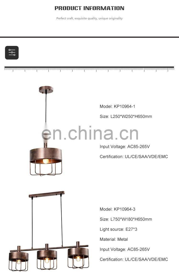 HUAYI New Design Vintage Style Iron Indoor 5W 15W Living Room Kitchen Hanging LED Pendant Light