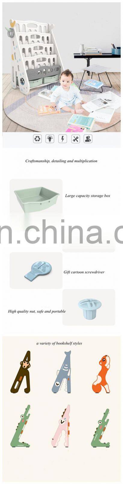 Anti-crack Safe Giraffe Children Kids Furniture Preschool Plastic Bookshelf Book Display