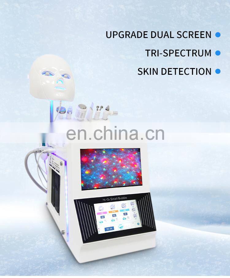 8 IN 1 Hydrogen Oxygen Small Bubble Instrument Facial Clean Oxygen Injection Wrinkle Removal Beauty Machine With Skin Testing