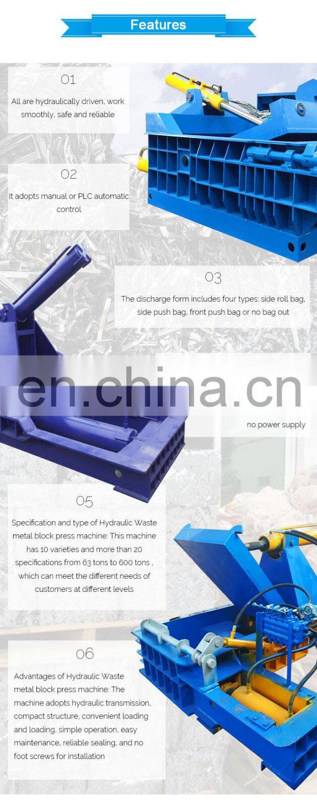 Scrap Aluminum Iron Baler Briquetting Machine Metal Block Machine Scrap Iron Baler