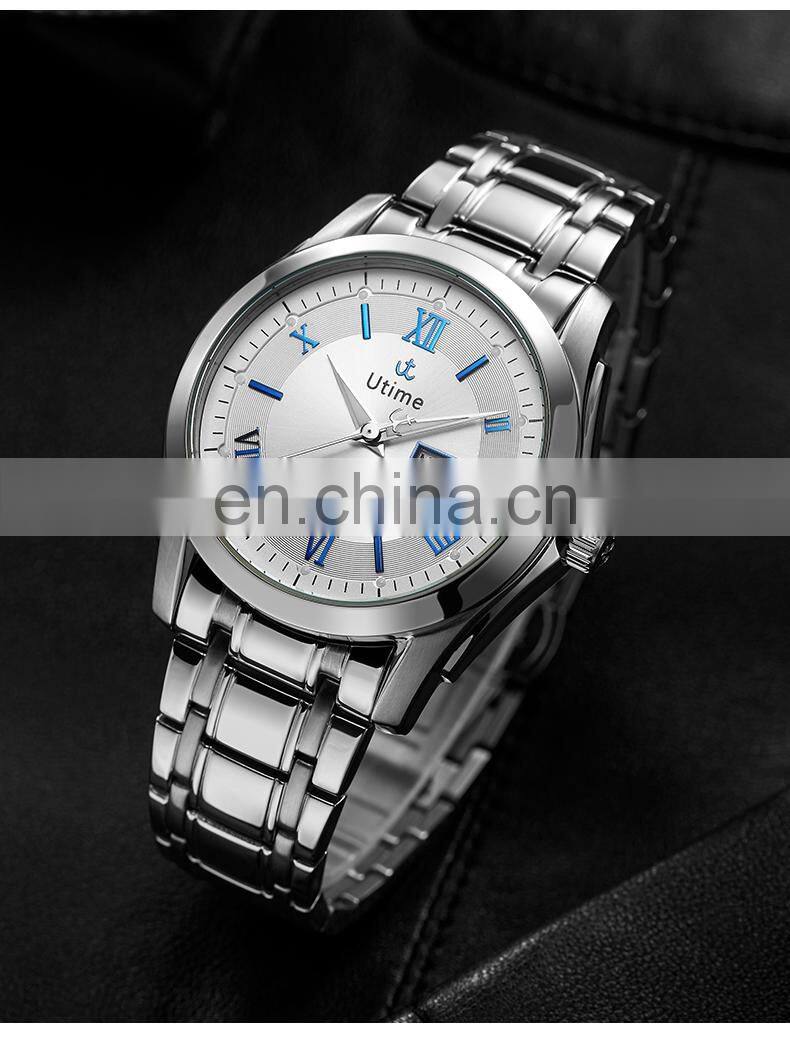 Utime Charming Automatic Men's Watch Mechanical Watch Double Calendar Roman Number Dial Japanese Automatic Movement U0019G