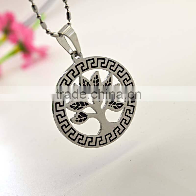 Vacuum plating silver rose gold round shape wholesale fashion jewelry tree of life pendant