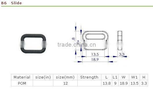 Plastic adjustable strap slide buckle for bag webbing