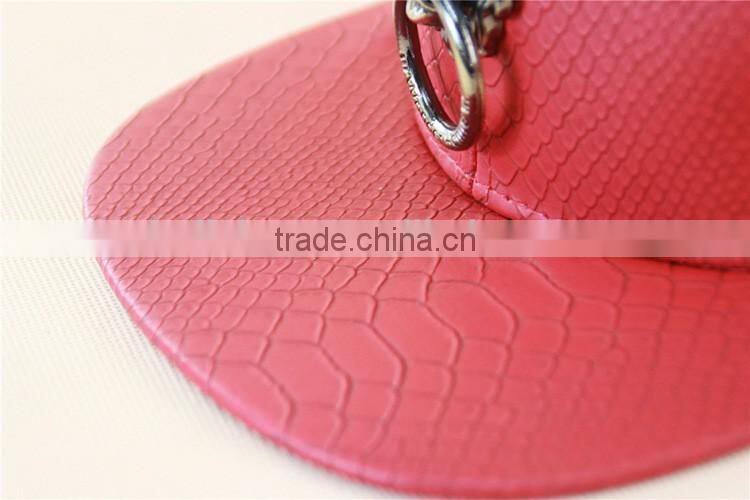 Cool Punk Rock Lion Head Decorated Flat Brim Snake PU Leather Hiphop Cap