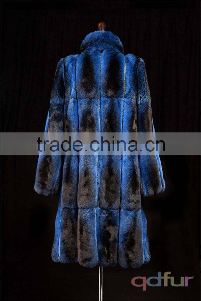 QD30090 star blue sexy cool women long black velvet coat