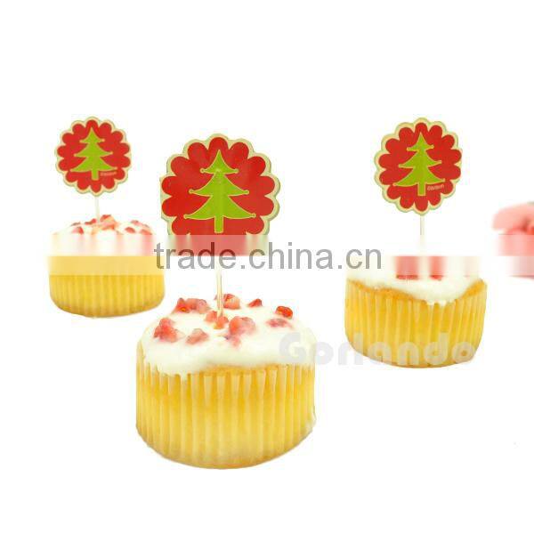 Christmas tree wooden paper printing toothpick flag