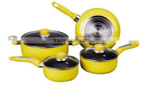 Yellow Color Painting Non-stick & Ceramic Coated Cookware Set Pots and Pans