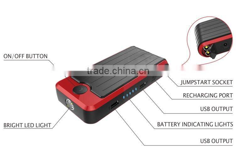 sunpow 13600mah New Multi-Function Auto 12v car jump starter Power Bank station Battery Charger with Air compressor