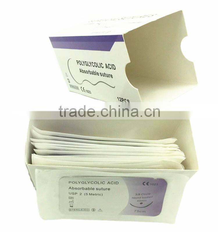 Surgical Suture Thread with Needle Kinds of PGA Suture 75cm