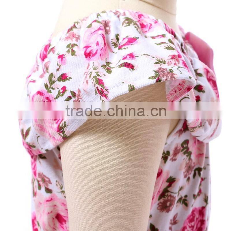 2016 Wholesale Vintage Soft Cotton Sleeveless Baby Rompers With Bow For toddler girls