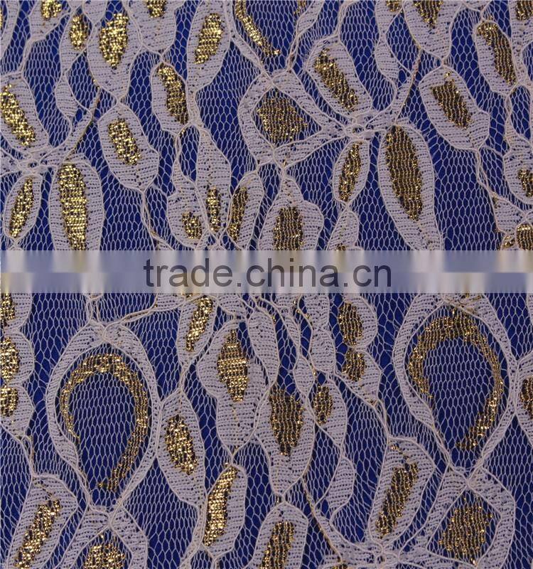 High Quality Indian metallic Lace fabric for ladies party evening dress