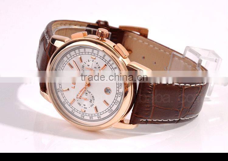 Newest Luxury Automatic Leather Strap Men Wrist Watch Gift