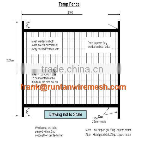 factory 2014 steel hot dipped galvanized welded temporary construction fence