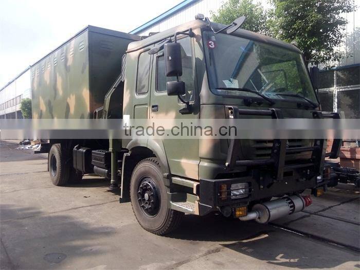 4*4 HOWO multi-function van truck with crane 5 ton