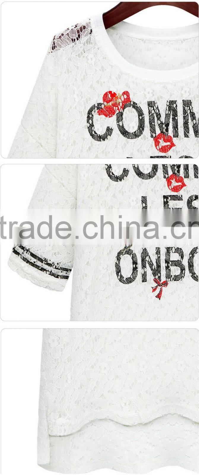 High quality cheap women shirt designing lace