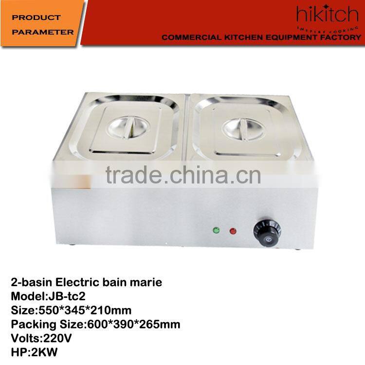 Commercial restaurant kitchen equipment table top 2KW 2 Pans electric bain marie food warmer