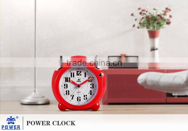 Small alarm clock with Red/White/Blue colors Round light clock sweep second hand alarm clock