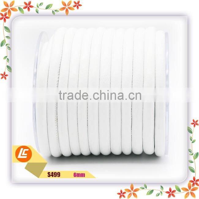 Outside Machine Italian Stitch Nappa Sheepskin Leather Cord 8mm White Color