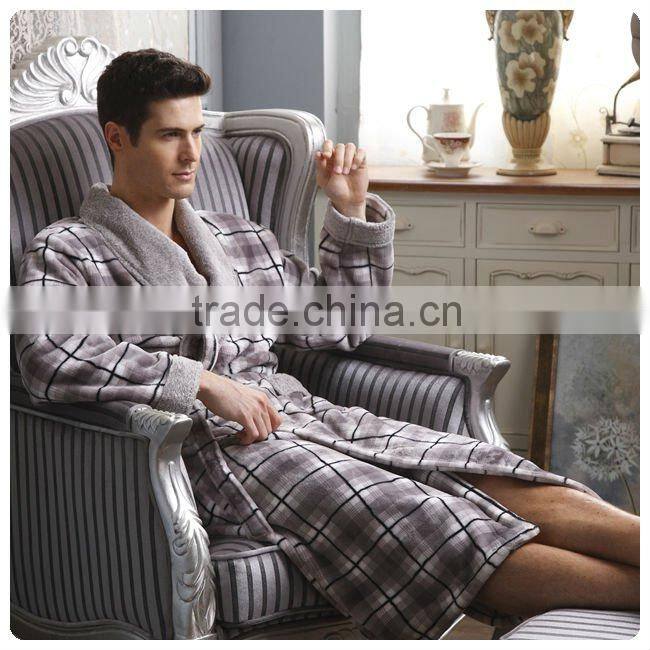 Men's super soft thermal coral fleece bathrobe