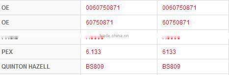 car parts GS8538 0060703319 for Renault ccar brake shoes