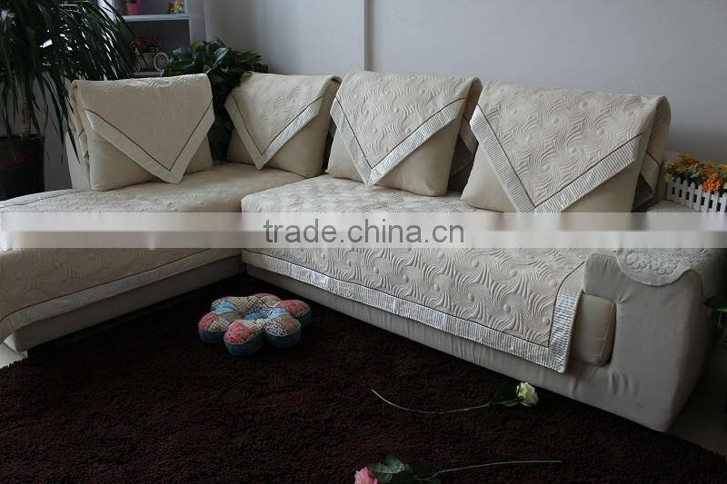 Satin polyester fabric sembroidery sofa cover