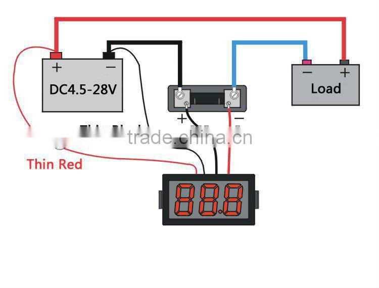 Blue LED display DC0 - 50A dc ampere meter with shunt