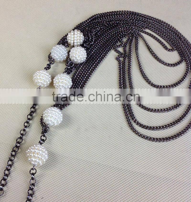 European And American Big Exaggerated Multilayer Gun Black Alloy Key Chain Long Necklace