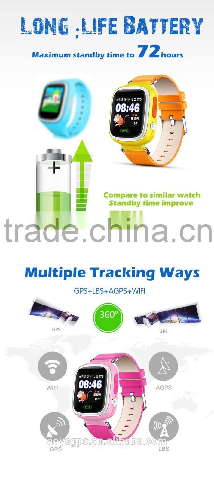 Anti lost Waterproof for child gps tracker phone watch high quality gps child tracker watch