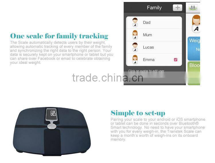 BT4.0 body fat scale, wirless body fat scale, bluetooth4.0 body fat scale