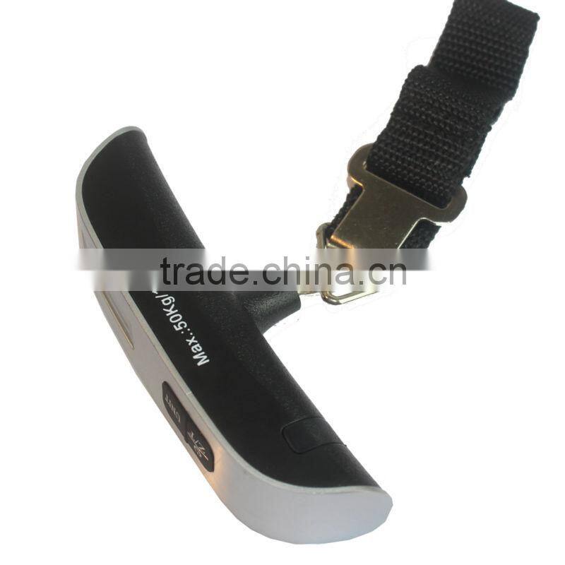 50kg Electronic Travel Weighing scale for suitcase,shopping,gift sale&family use with black strap&LCD display