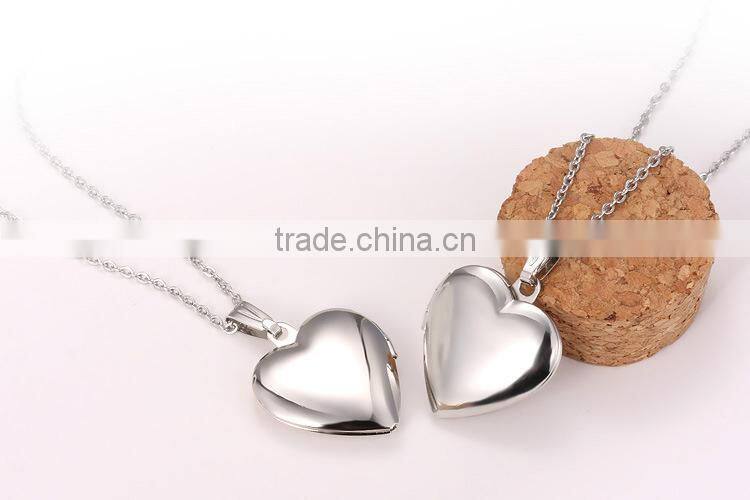 custom new stainless steel lady heart locket pendant necklace