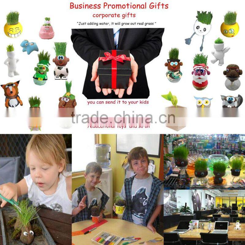 wholesale cheap handmade growing grass doll for home decoration