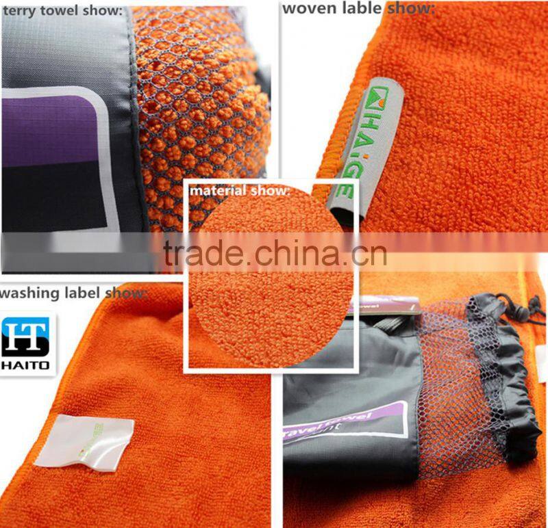 Outdoor Microfiber Custom Gym Towel with Mesh Bag
