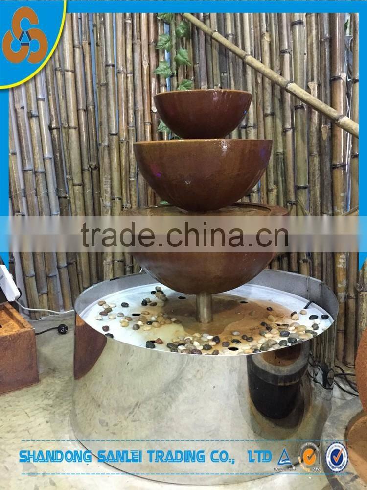 indoor decoration rectangle brown stainless steel water fountain for sale