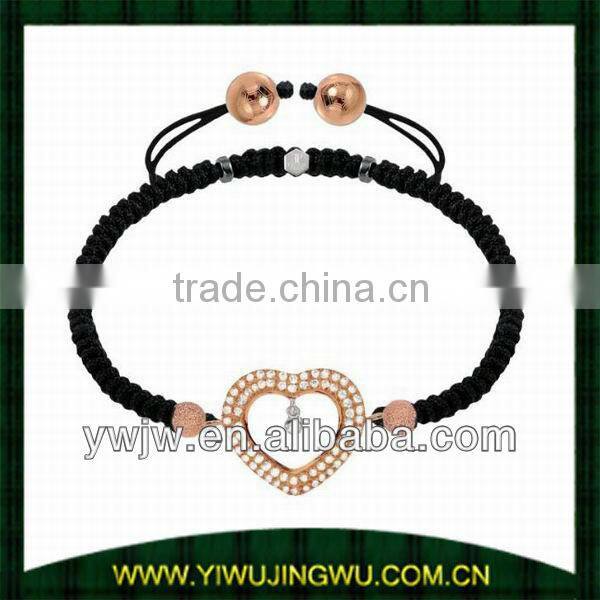 friendship bracelet style bracelet with hearts pendant(JW-G10542)