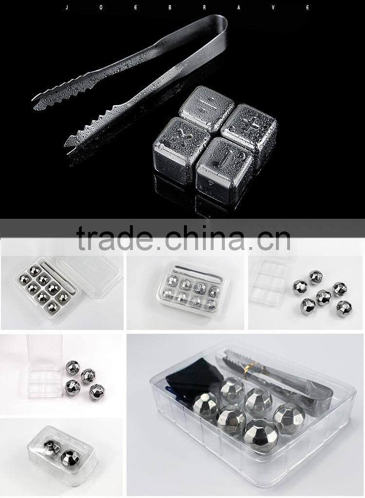 Brand new design reusable stainless steel ice cube, ice whiskey stone, with notation logo