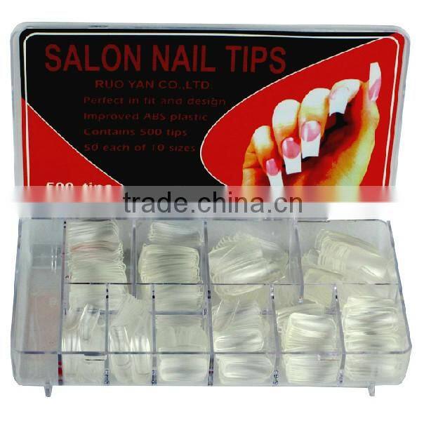 white clear glass color 100pcs 500pcs bag pvc box packing ABS salon french eagle nail tip