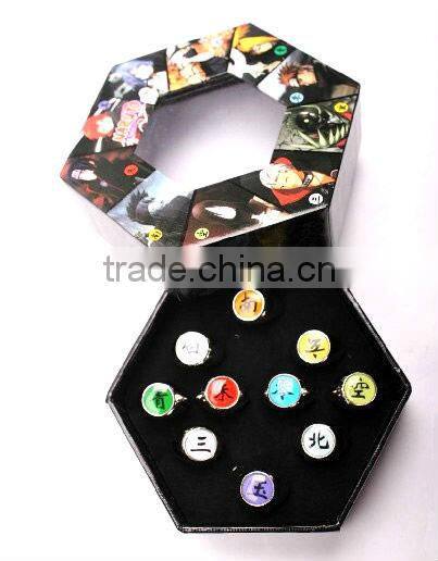 Naruto Rings Set 10pcs NARUTO Akatsuki Cosplay Member's Ring New In Box