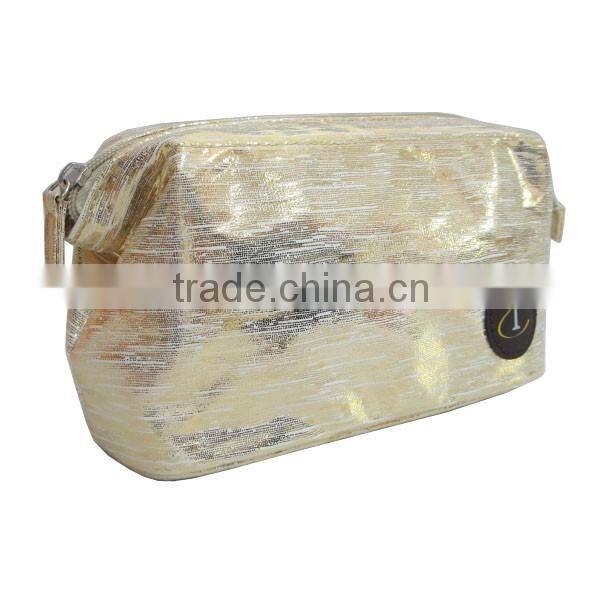 Gold PU cosmetic bag/trending brand cosmetic bag wholesale alibaba