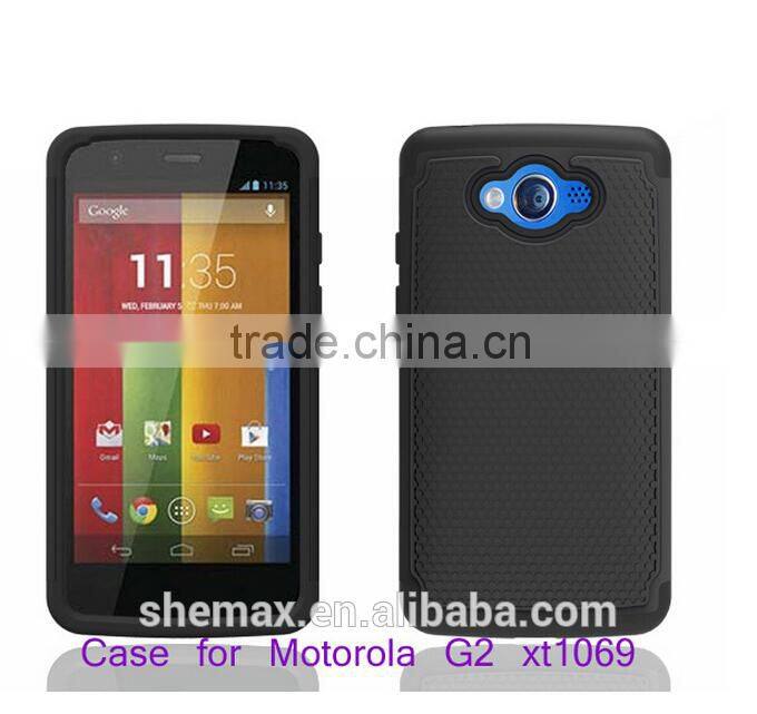 shockproof cover case for motorola moto g2/two in one hybrid back cover for moto g2 xt1069