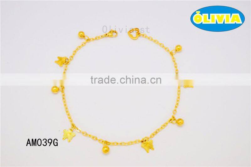 Olivia 2016 New Fashion Stainless Steel Jewerlry Simple Leaves design anklets for women