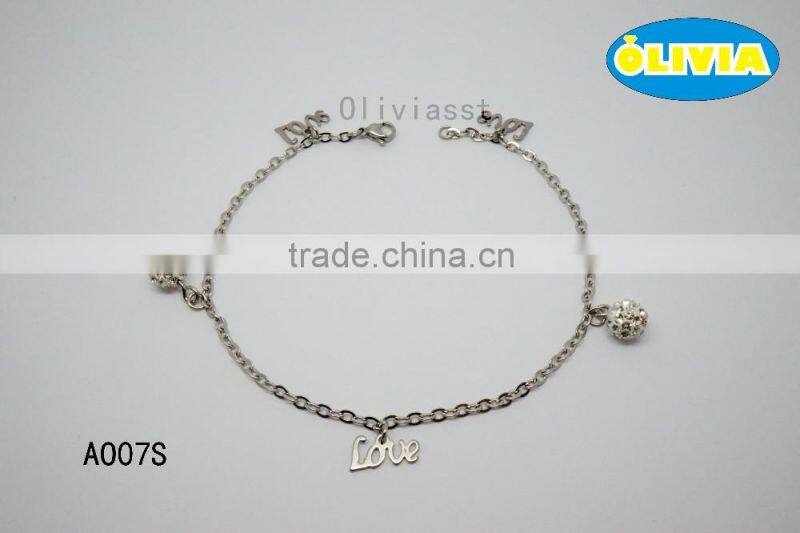 Olivia Jewelry High Quality 25cm Length Women Stainless Steel Anklet In Gold Plated