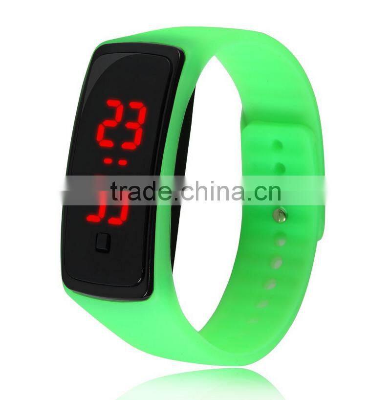 Sports style unisex silicone led light wristwatch electronic watch