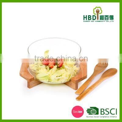 Large Glass Salad Bowls with bamboo lid