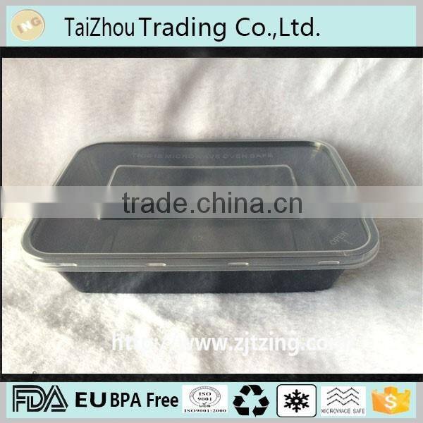8-pck 650ml black plastic microwaveable & Freezer compartment disposable food container with clear lid