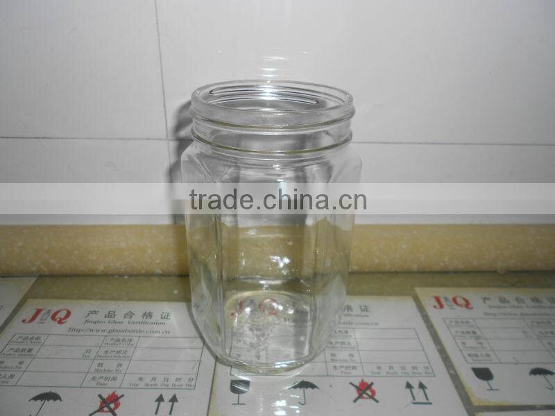 clear hexagon glass honey jar