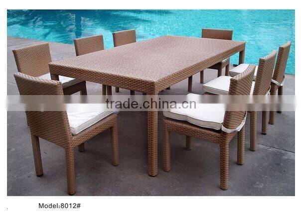 9pcs classic PE rattan wicker rectangle dining set with 8pcs arm chair