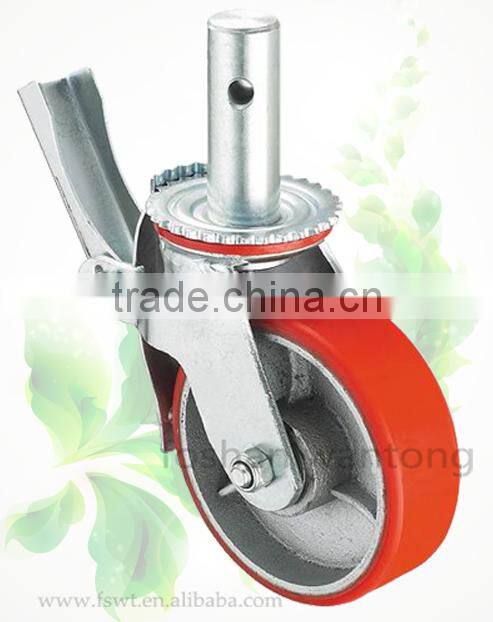 PU Cast Iron 5 Inch Brake Rolling Ball Industrial Caster Wheel