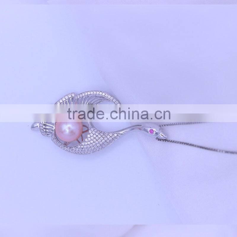 9-10mm perfect round 925 sterling silver pearl pendant mounting