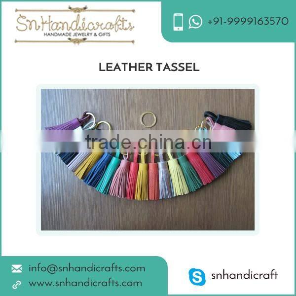 Best Quality Top Material Leather Tassels Keychain for Decoration Purpose